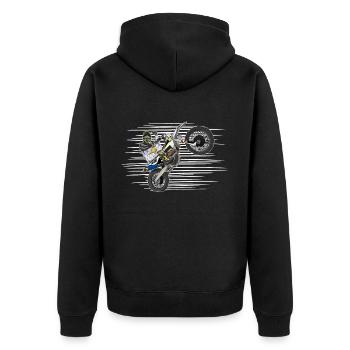 Motocross / Enduro / Freestyle mx / Dirtbike retro - Unisex Premium Organic Zip Hoodie - black - Back - Nico (187cm)
