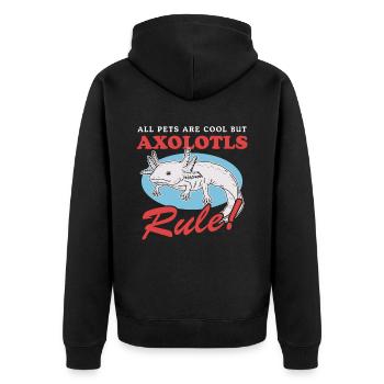 Axolotl Schwanzlurch Amphibien Geschenk - Unisex Premium Bio Zip Hoodie - Schwarz - Hinten - Nico (187cm)
