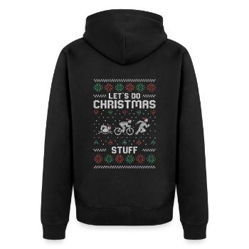 Ugly Christmas | Hässlicher Weihnachts Geschenk - Unisex Premium Bio Zip Hoodie - Schwarz - Hinten - Nico (187cm)