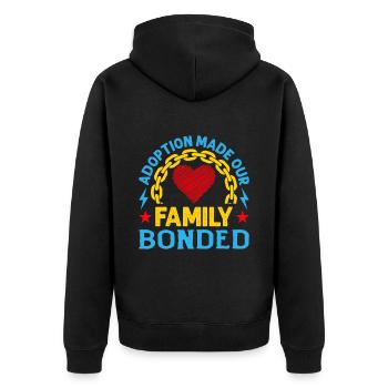 L’adoption a soudé notre famille - Veste à capuche bio Premium Unisexe - noir - Dos - Nico (187cm)