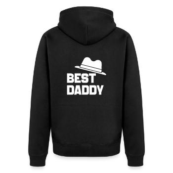 Papa Vater Vatertag bester Papa Geschenkidee - Unisex Premium Bio Zip Hoodie - Schwarz - Hinten - Nico (187cm)