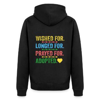 Desired for longed for prayer for adopted - Unisex Premium Organic Zip Hoodie - black - Back - Nico (187cm)
