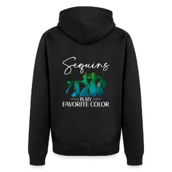 Pailletten sind meine Lieblingsfarbe Bauchtänzerin - Unisex Premium Bio Zip Hoodie - Schwarz - Hinten - Nico (187cm)