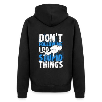 Sporttauchen Geschenk Unterwasser Sporttaucher - Unisex Premium Bio Zip Hoodie - Schwarz - Hinten - Nico (187cm)