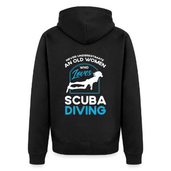 Scuba Diving Gift Underwater Scuba Diver - Unisex Premium Organic Zip Hoodie - black - Back - Nico (187cm)