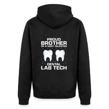 Technicien dentaire pour l’orthodontie et le laboratoire dentaire - Veste à capuche bio Premium Unisexe - noir - Dos - Nico (187cm)