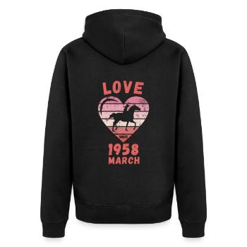 Love Pferde Reiten Geburtstag März 1958 - Unisex Premium Bio Zip Hoodie - Schwarz - Hinten - Nico (187cm)