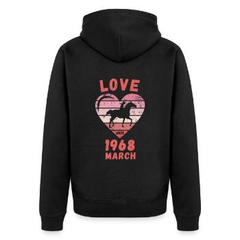 Amour équitation anniversaire Mars 1968 - Veste à capuche bio Premium Unisexe - noir - Dos - Nico (187cm)