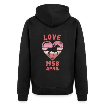 Love Pferde Reiten Geburtstag April 1958 - Unisex Premium Bio Zip Hoodie - Schwarz - Hinten - Nico (187cm)