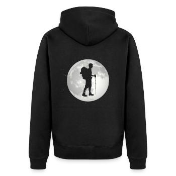 Full Moon - Hiking - - Unisex Premium Organic Zip Hoodie - black - Back - Nico (187cm)