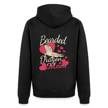 Bartagame Mama Echse Reptil Haustier Terrarium - Unisex Premium Bio Zip Hoodie - Schwarz - Hinten - Nico (187cm)