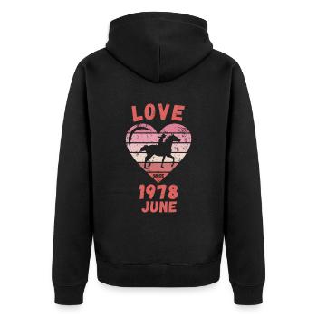 Love Pferde Reiten Geburtstag Juni 1978 - Unisex Premium Bio Zip Hoodie - Schwarz - Hinten - Nico (187cm)