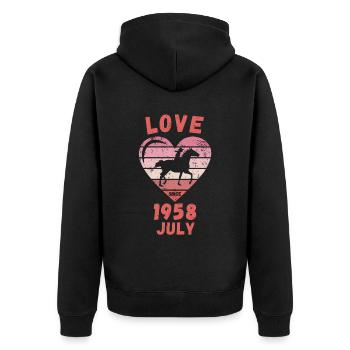 Love Pferde Reiten Geburtstag Juli 1958 - Unisex Premium Bio Zip Hoodie - Schwarz - Hinten - Nico (187cm)