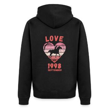 Love Horse Riding Birthday Septembre 1998 - Veste à capuche bio Premium Unisexe - noir - Dos - Nico (187cm)