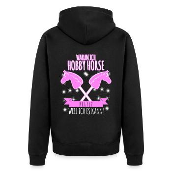 Hobby Horse Steckenpferd Hobbyhorse - Unisex Premium Bio Zip Hoodie - Schwarz - Hinten - Nico (187cm)