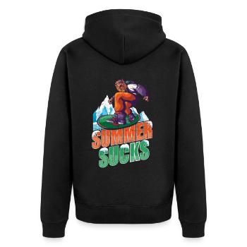 Summer Sucks Snowboarding - Unisex Premium Bio Zip Hoodie - Schwarz - Hinten - Nico (187cm)