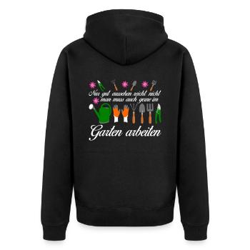 Garten Galabau Galabauer Gärtner - Unisex Premium Bio Zip Hoodie - Schwarz - Hinten - Nico (187cm)