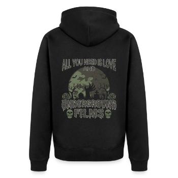 Underground Film, Independent Cinema, Horror - Unisex Premium Bio Zip Hoodie - Schwarz - Hinten - Nico (187cm)