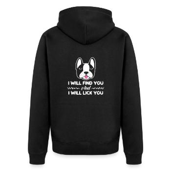 Boston Terrier - Unisex Premium Bio Zip Hoodie - Schwarz - Hinten - Nico (187cm)