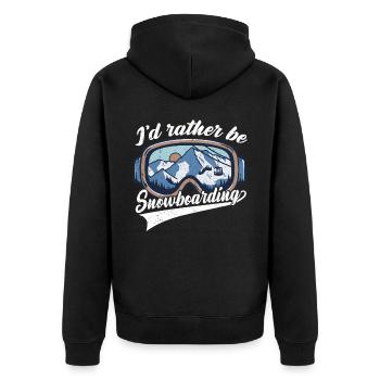 I'd Rather Be Snowboarding Snowboarding - Unisex Premium Bio Zip Hoodie - Schwarz - Hinten - Nico (187cm)