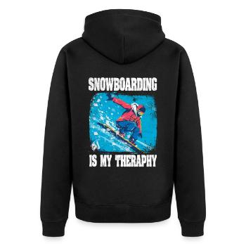 Snowboarding Is My Therapy Snowboarding - Unisex Premium Bio Zip Hoodie - Schwarz - Hinten - Nico (187cm)