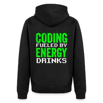 Programmation avec le codage de code du codeur de boissons énergisantes - Veste à capuche bio Premium Unisexe - noir - Dos - Nico (187cm)