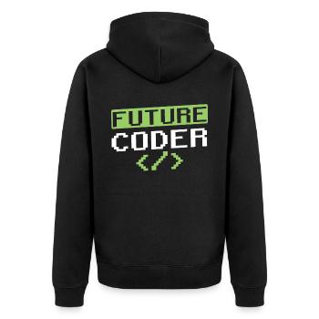 Zukünftiger Coder Coding Programmierer Code - Unisex Premium Bio Zip Hoodie - Schwarz - Hinten - Nico (187cm)