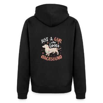 Dachshund - Unisex Premium Organic Zip Hoodie - black - Back - Nico (187cm)