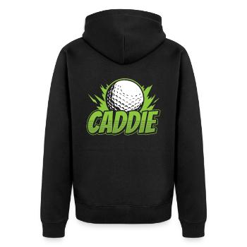 Caddie Golf Golfer Golfing Profession - Unisex Premium Organic Zip Hoodie - black - Back - Nico (187cm)