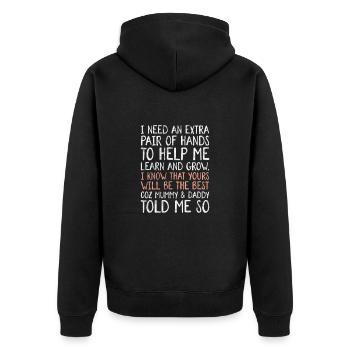 Marraine Tante Marraine Baptême Nièce Neveu Cadeau - Veste à capuche bio Premium Unisexe - noir - Dos - Nico (187cm)