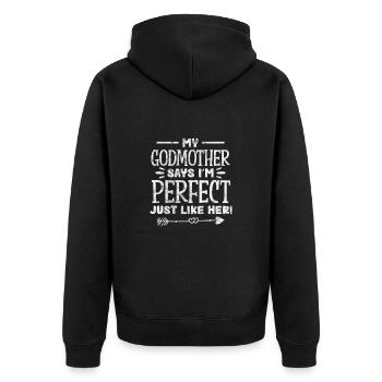 Marraine Tante Marraine Baptême Nièce Neveu Cadeau - Veste à capuche bio Premium Unisexe - noir - Dos - Nico (187cm)