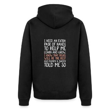 Patin - Unisex Premium Bio Zip Hoodie - Schwarz - Hinten - Nico (187cm)