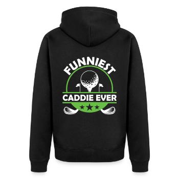 The funniest caddy ever Golfing Golf - Unisex Premium Organic Zip Hoodie - black - Back - Nico (187cm)