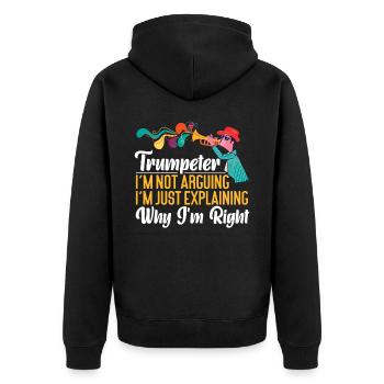 Trumpet Player Trumpeter I'm Not - Unisex Premium Bio Zip Hoodie - Schwarz - Hinten - Nico (187cm)