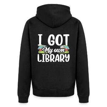 Ich Habe Meine Eigene Bibliothek Bibliothekar - Unisex Premium Bio Zip Hoodie - Schwarz - Hinten - Nico (187cm)