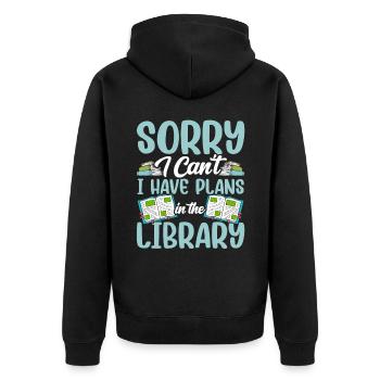 Ne puis-je pas avoir des plans dans les livres de bibliothèque - Veste à capuche bio Premium Unisexe - noir - Dos - Nico (187cm)