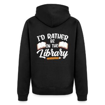 Je préférerais être dans la bibliothèque Livres - Veste à capuche bio Premium Unisexe - noir - Dos - Nico (187cm)