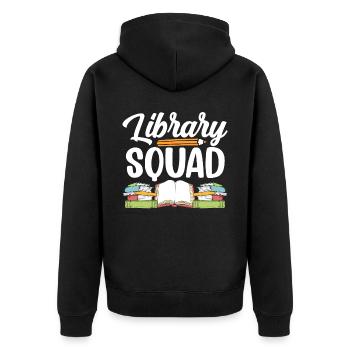 Bibliothek Team Bibliothekar Bücher Liebhaber - Unisex Premium Bio Zip Hoodie - Schwarz - Hinten - Nico (187cm)
