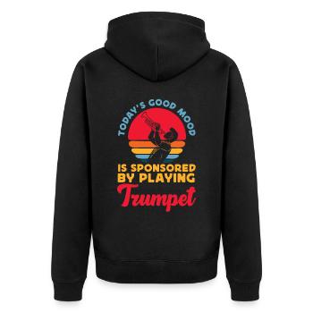 Trumpet Player Vintage Retro - Unisex Premium Bio Zip Hoodie - Schwarz - Hinten - Nico (187cm)