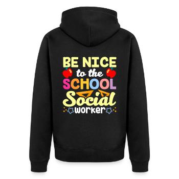 Soyez gentil avec l’école de profession de travailleur social - Veste à capuche bio Premium Unisexe - noir - Dos - Nico (187cm)