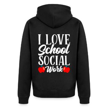 J’aime le travail social scolaire travailleurs sociaux de l’école - Veste à capuche bio Premium Unisexe - noir - Dos - Nico (187cm)
