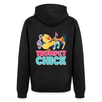 Trumpet Player Girl Chicken - Unisex Premium Organic Zip Hoodie - black - Back - Nico (187cm)