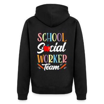 School Social Worker Team School School Social Work - Unisex Premium Organic Zip Hoodie - black - Back - Nico (187cm)