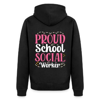 Fier travailleur social scolaire Travail social scolaire - Veste à capuche bio Premium Unisexe - noir - Dos - Nico (187cm)