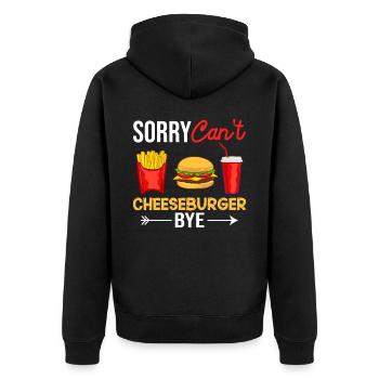 Cheeseburger Käse Sandwich Hamburger - Unisex Premium Bio Zip Hoodie - Schwarz - Hinten - Nico (187cm)