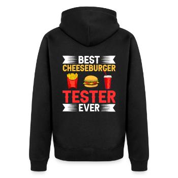 Cheeseburger Käse Sandwich Hamburger - Unisex Premium Bio Zip Hoodie - Schwarz - Hinten - Nico (187cm)