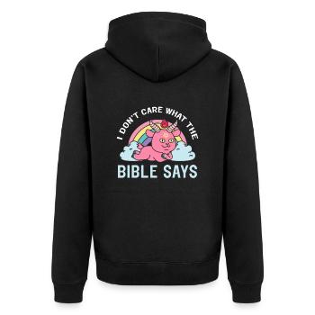 I Don't Care What The Bible Says Kawaii Satan - Unisex Premium Organic Zip Hoodie - black - Back - Nico (187cm)