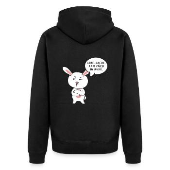 Lebe Lache Lass Mich In Ruhe - Unisex Premium Bio Zip Hoodie - Schwarz - Hinten - Nico (187cm)