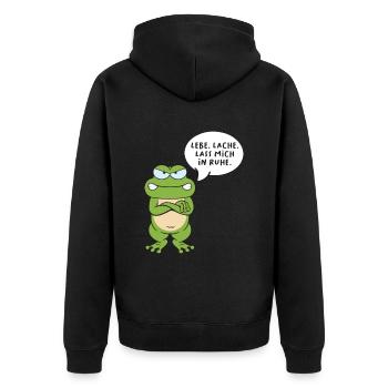 Lebe Lache Lass Mich In Ruhe - Unisex Premium Bio Zip Hoodie - Schwarz - Hinten - Nico (187cm)