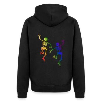 Skeleton Dancing Gay Pride Rainbow - Unisex Premium Organic Zip Hoodie - black - Back - Nico (187cm)